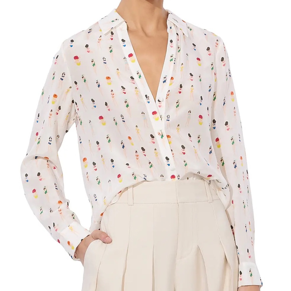 Alice + Olivia Eloise Printed Silk Blouse - Picture 3 of 16